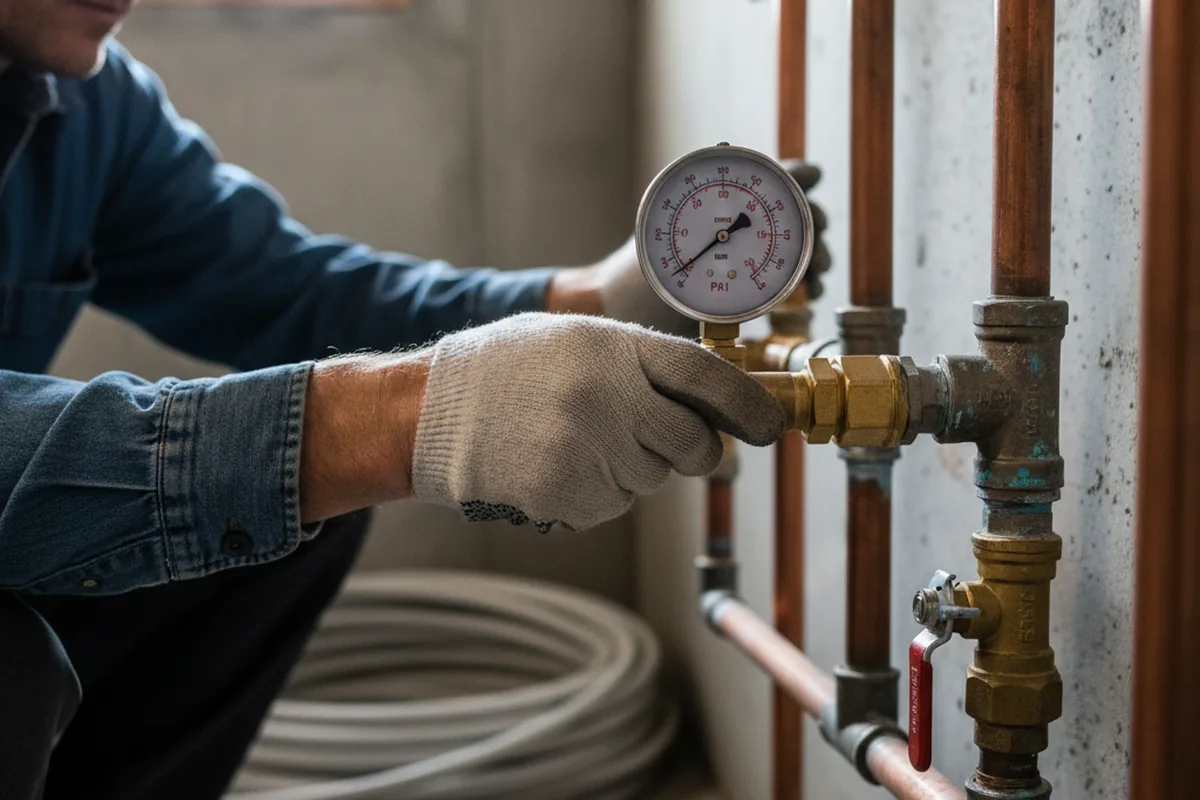 Pressure testing a repaired line during Water Line Repair in Brandy Station